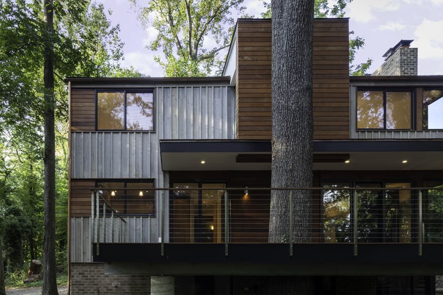 House in Bethesda overlooking the south tree-filled yard. 