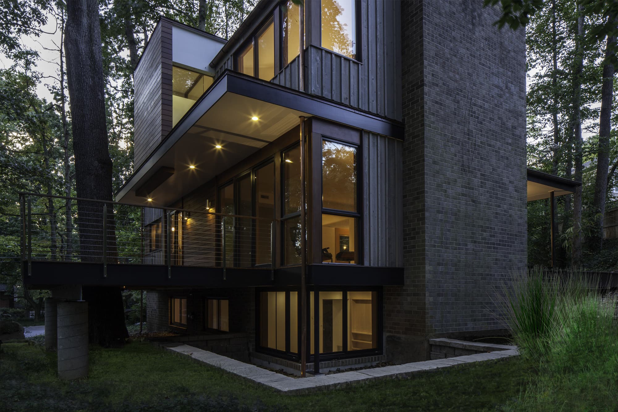 House in Bethesda overlooking the south tree-filled yard. 