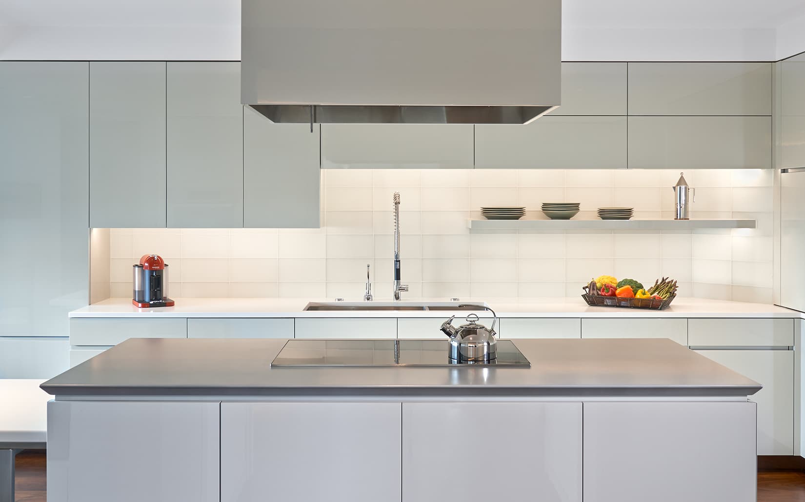 High gloss cabinets for a contemporary look.