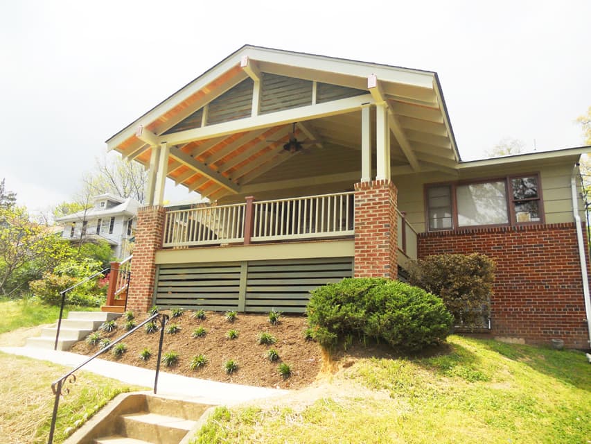 Covered front porch addition
