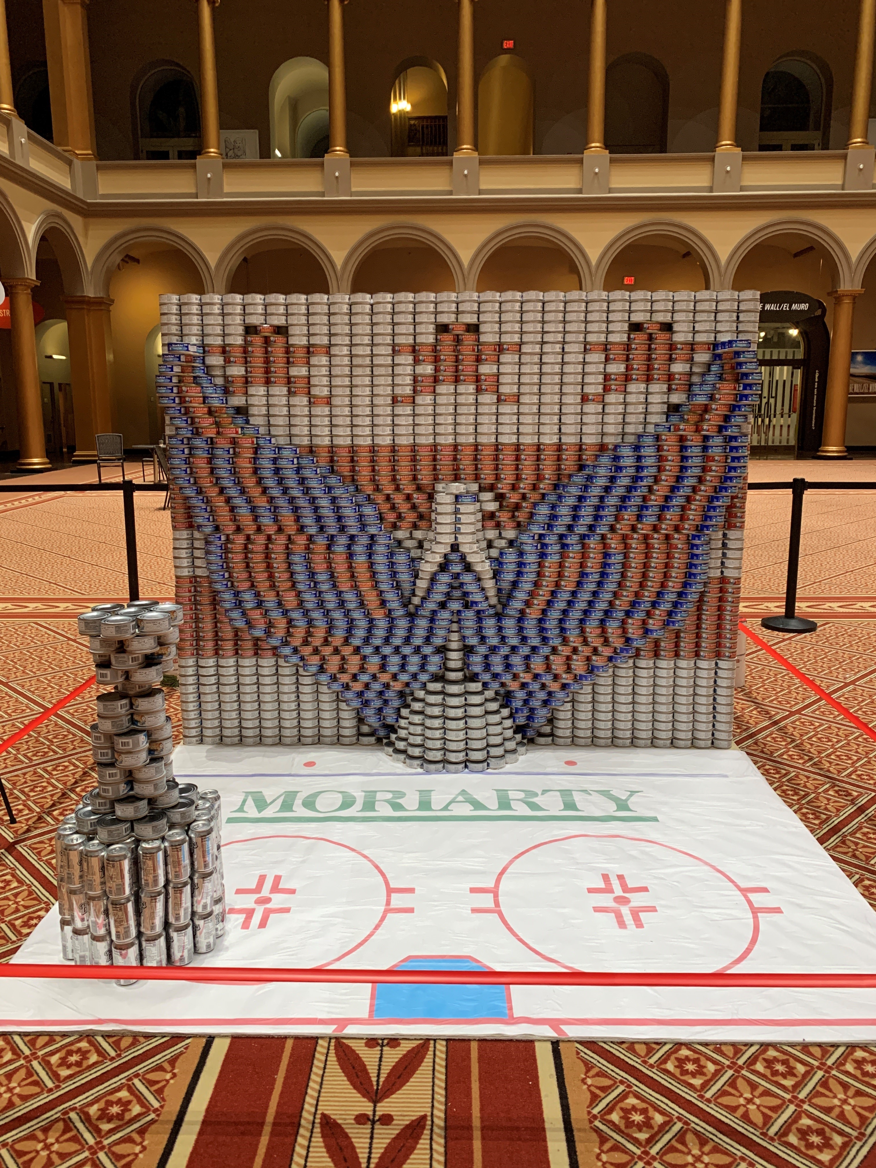 Image of cans stacked to form Washington Capitals logo