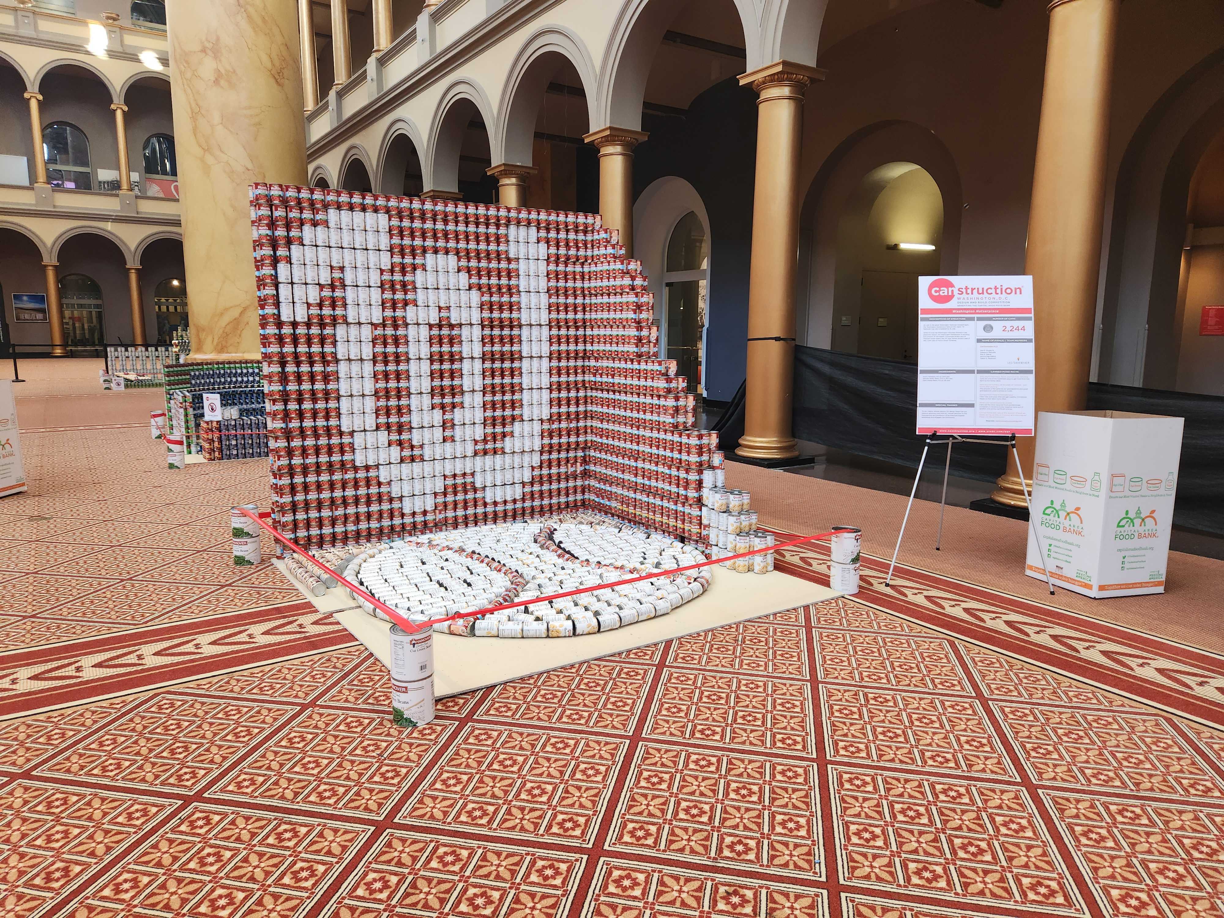 Image of can sculpture in shape of Washington Nationals logo