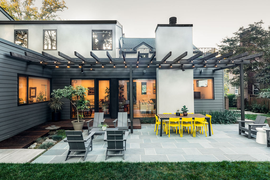 Contemporary Home for Three Generations - Back patio exterior of the home