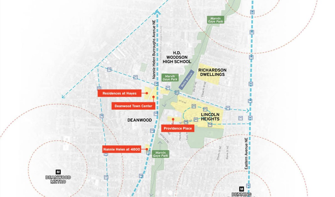 Map of Deanwood with new developments highlighted