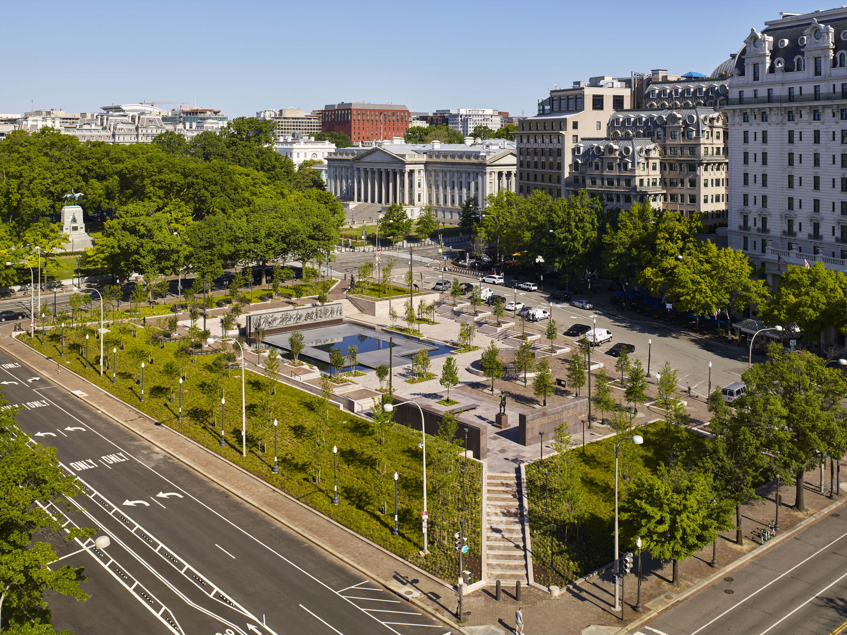 Aerial View of the National World War I Memorial / Pershing Park Revitalization