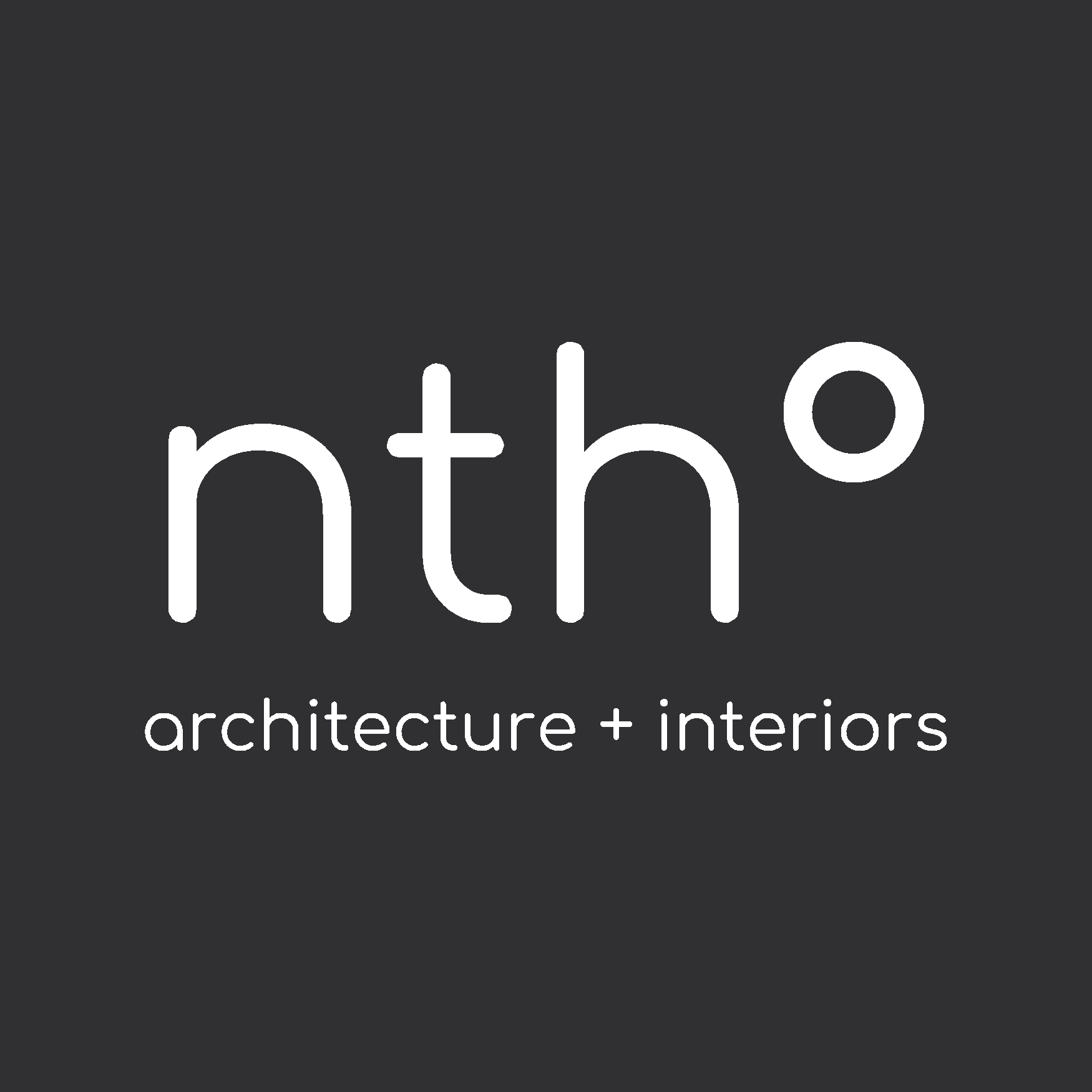 nth degree architecture and interiors logo (white text on a dark gray background)